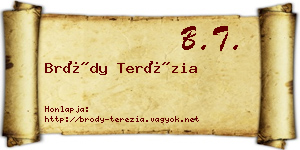 Bródy Terézia névjegykártya