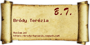 Bródy Terézia névjegykártya